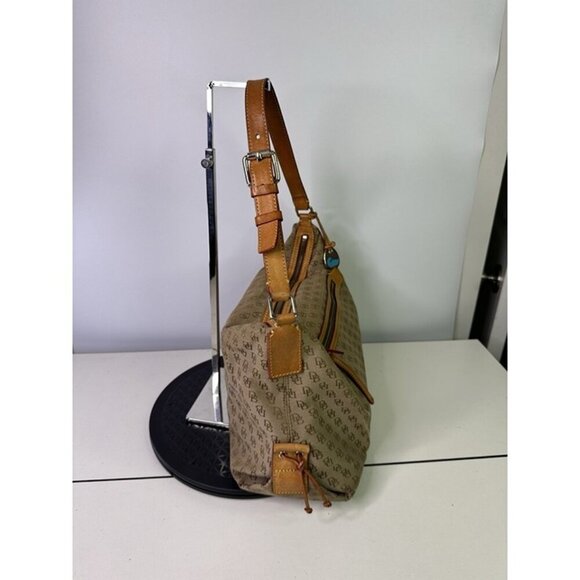 Vintage Dooney & Bourke Tan Signature Canvas Leather Monogram Shoulder Bag Purse - Picture 2 of 12